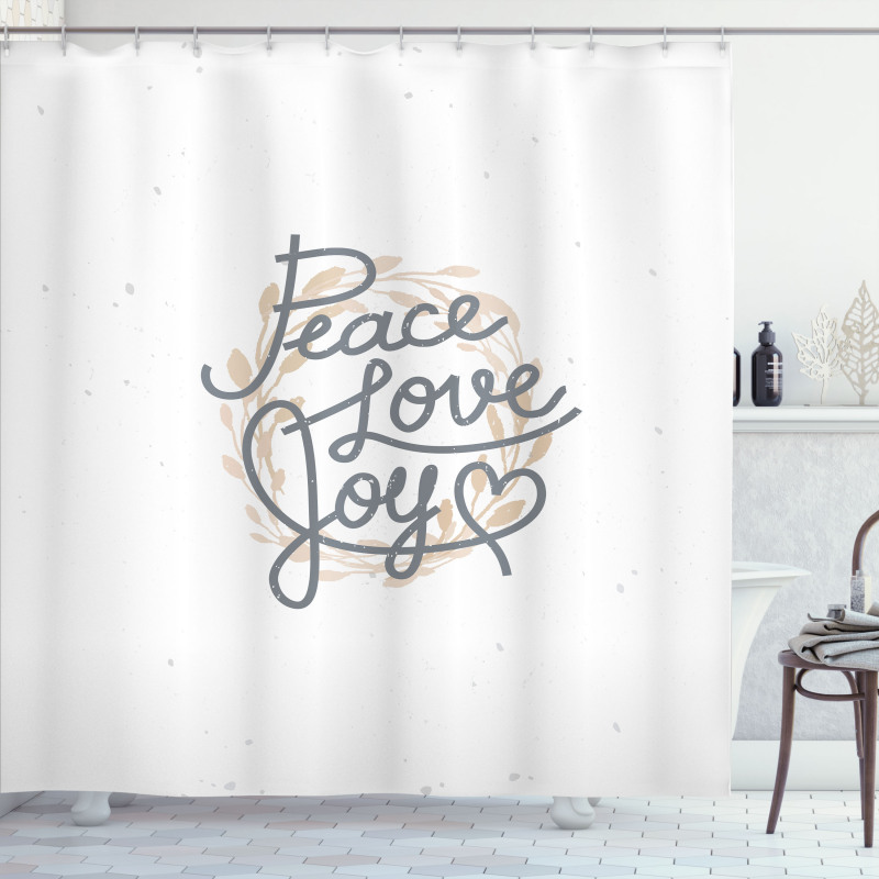 Lettering Love Joy Words Shower Curtain