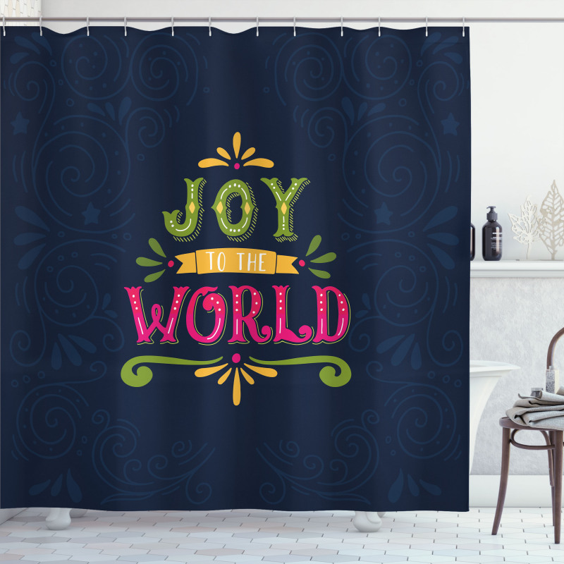 Ornate Xmas Theme Motif Shower Curtain