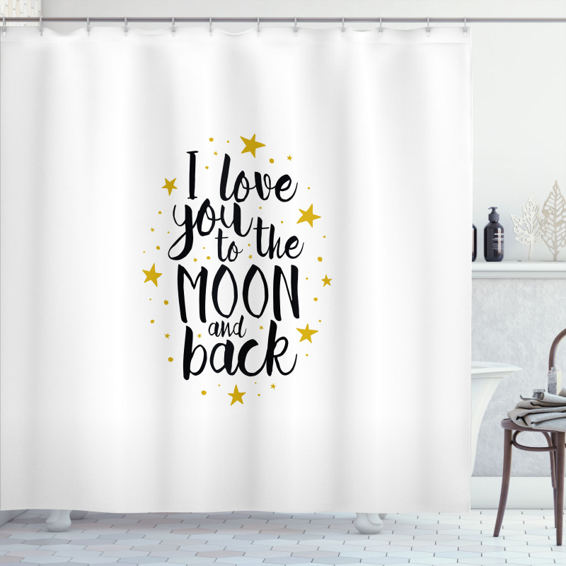 Doodle Stars and Words Shower Curtain