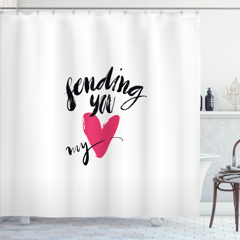 Sending You My Heart Words Shower Curtain