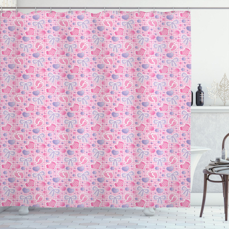 Bows and Buttons Ribbon Shower Curtain