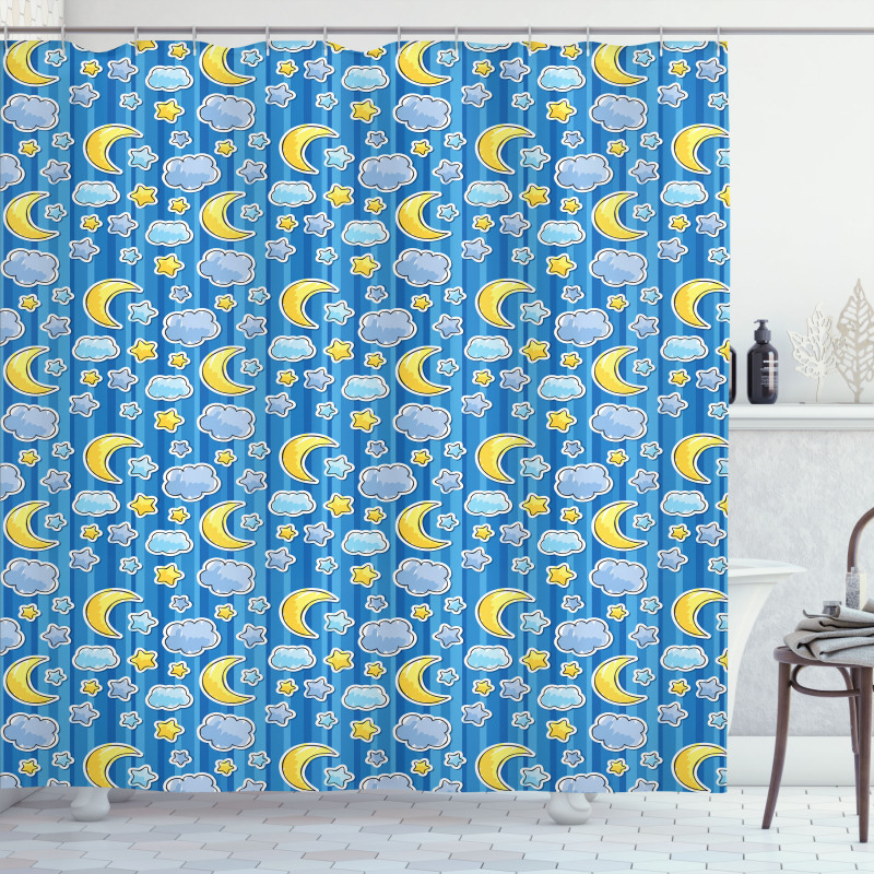 Abstract Moon and Clouds Shower Curtain