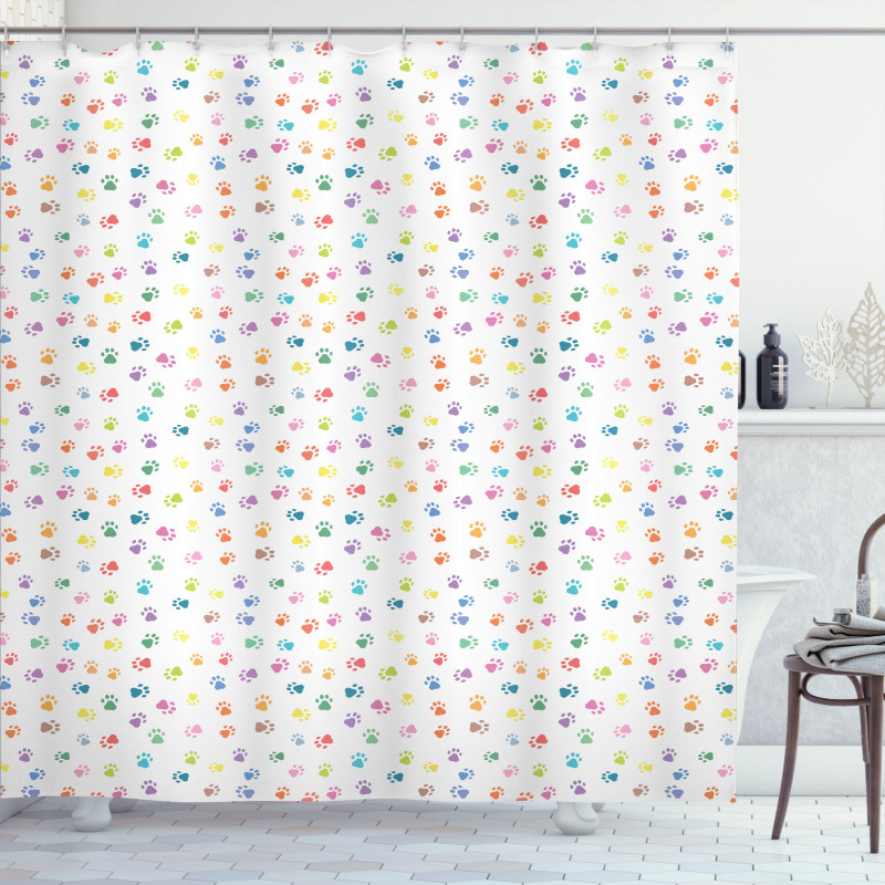 Footprints Cats Dogs Paws Shower Curtain