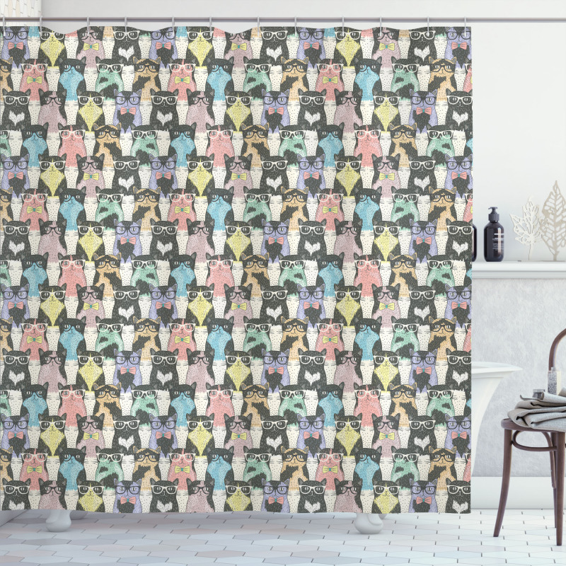 Retro Hipster Bow Ties Shower Curtain
