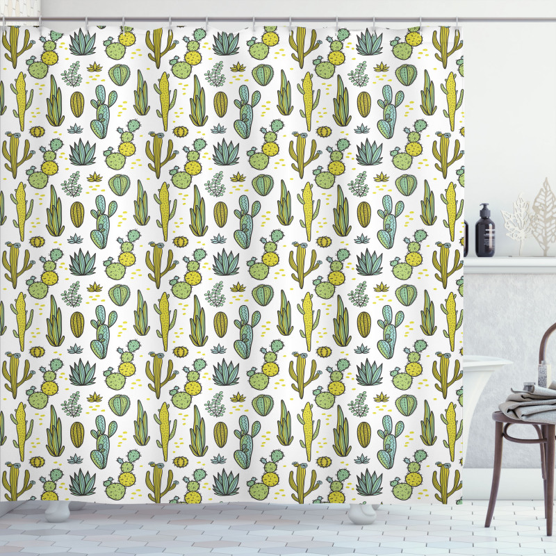 Tropical Foliage Motif Shower Curtain