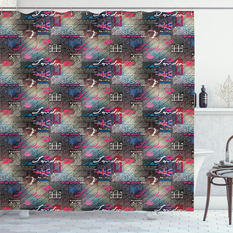 Grunge Newspaper Collage Shower Curtain