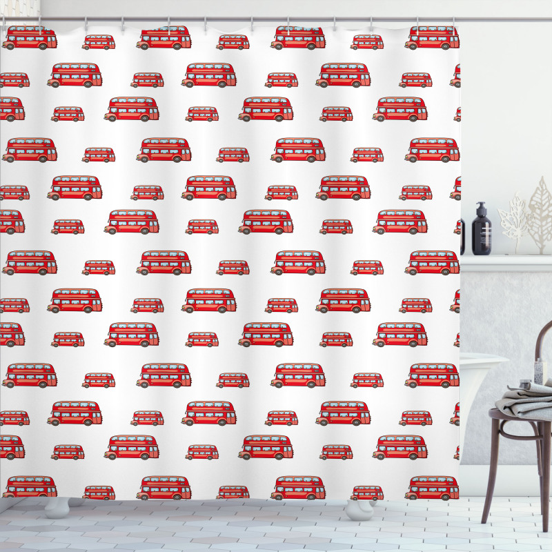 Cute Double Decker Bus Shower Curtain