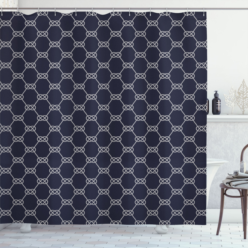 Navy Inspired Knot Shower Curtain