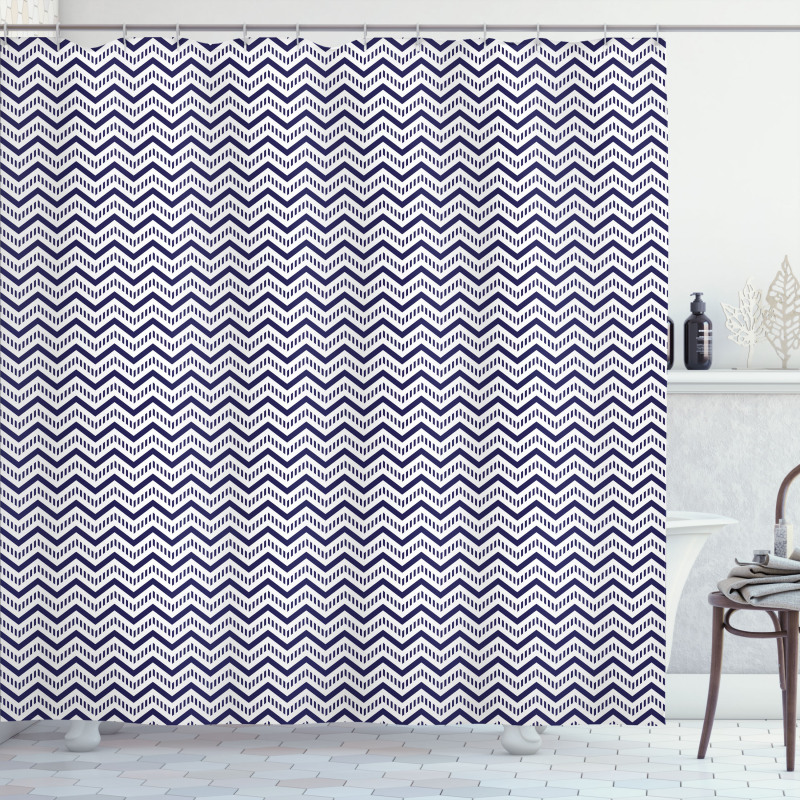 Chevron Dashed Lines Shower Curtain