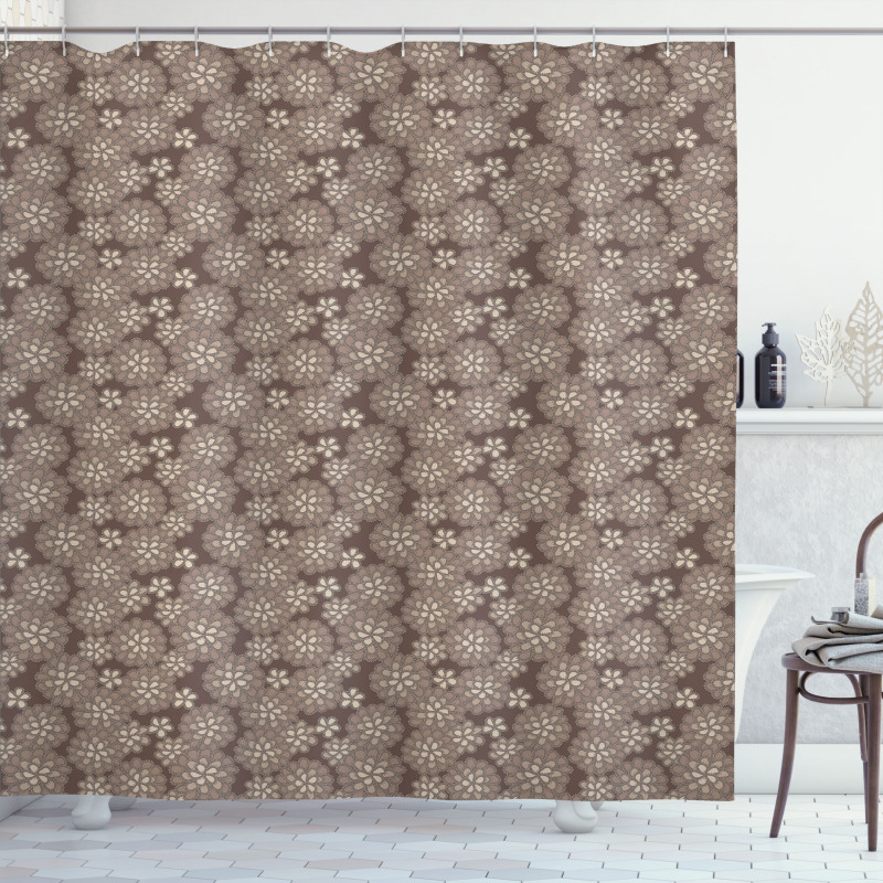 Floral Lace Pattern Retro Shower Curtain