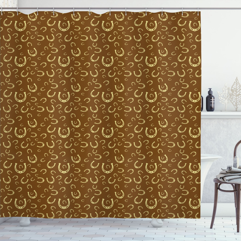 Horseshoe Motif Barn Shower Curtain