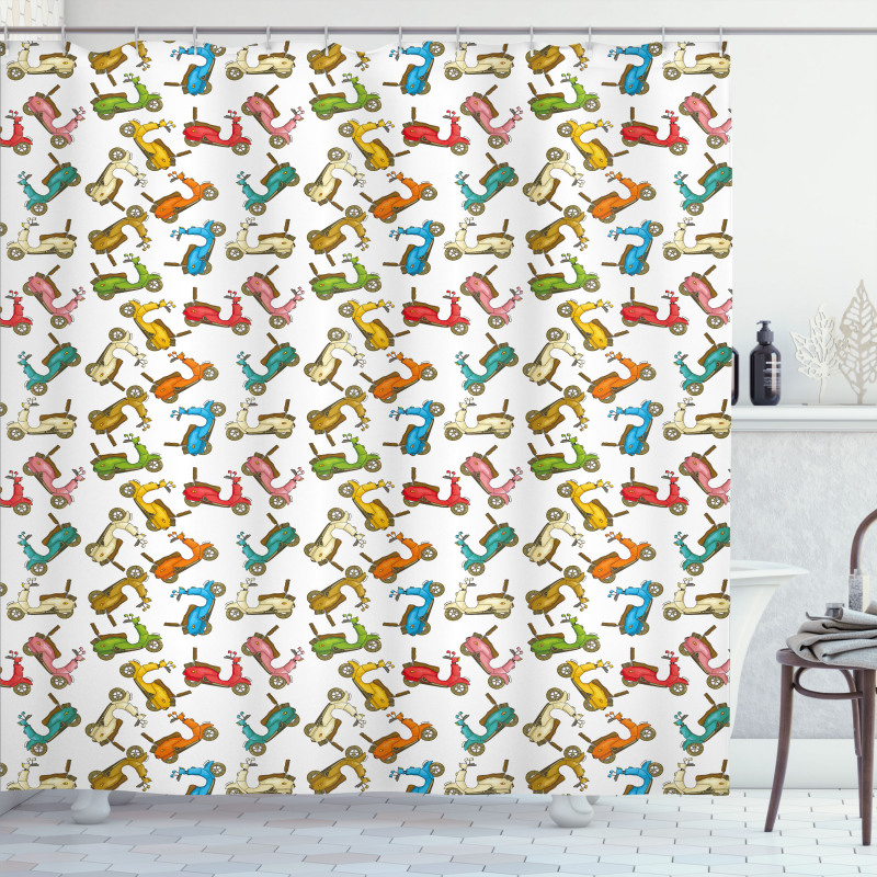 Italian Moped Retro Shower Curtain