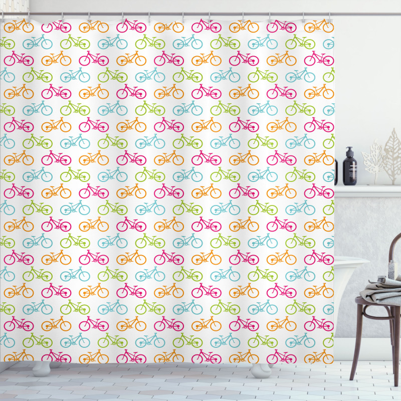 Different Colored Bikes Shower Curtain
