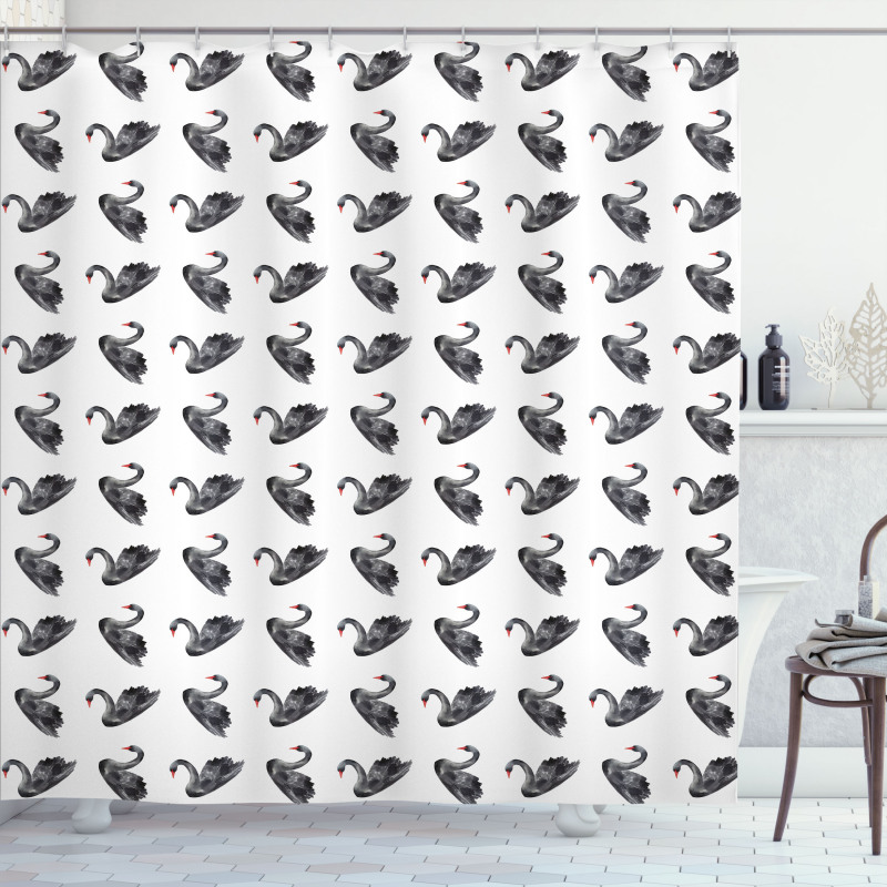 Aquarelle Black Birds Shower Curtain