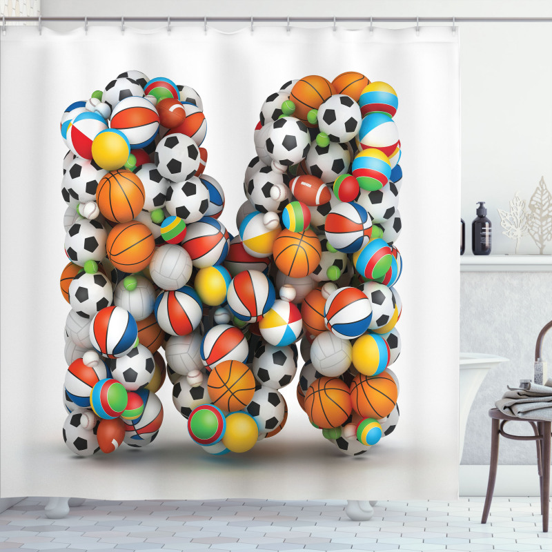 Alphabet Sports Balls Shower Curtain