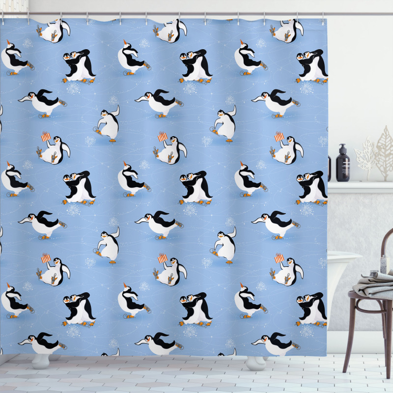 Skating Penguins Shower Curtain