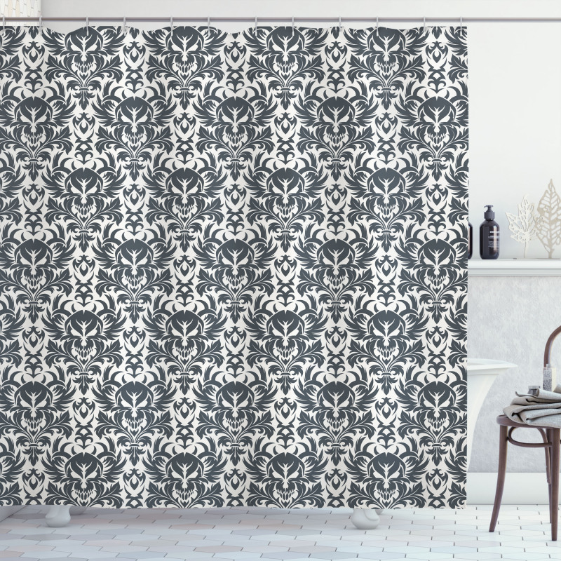 Damask Inspired Flourish Shower Curtain