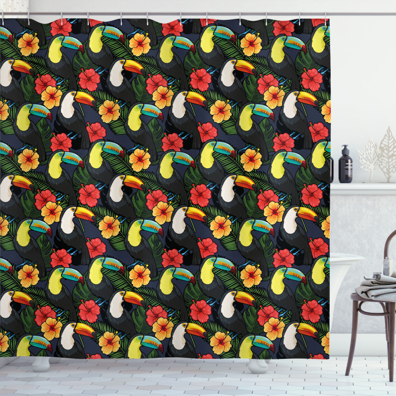 Toucan and Hibiscus Shower Curtain