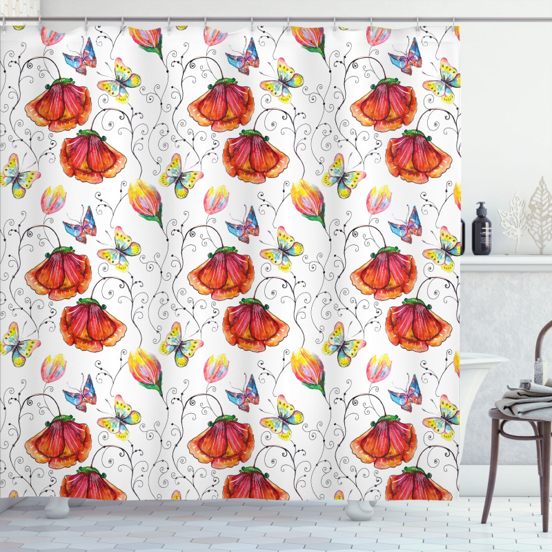 Natural Scene Butterfly Shower Curtain