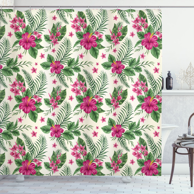 Plumeria Hibiscus Shower Curtain