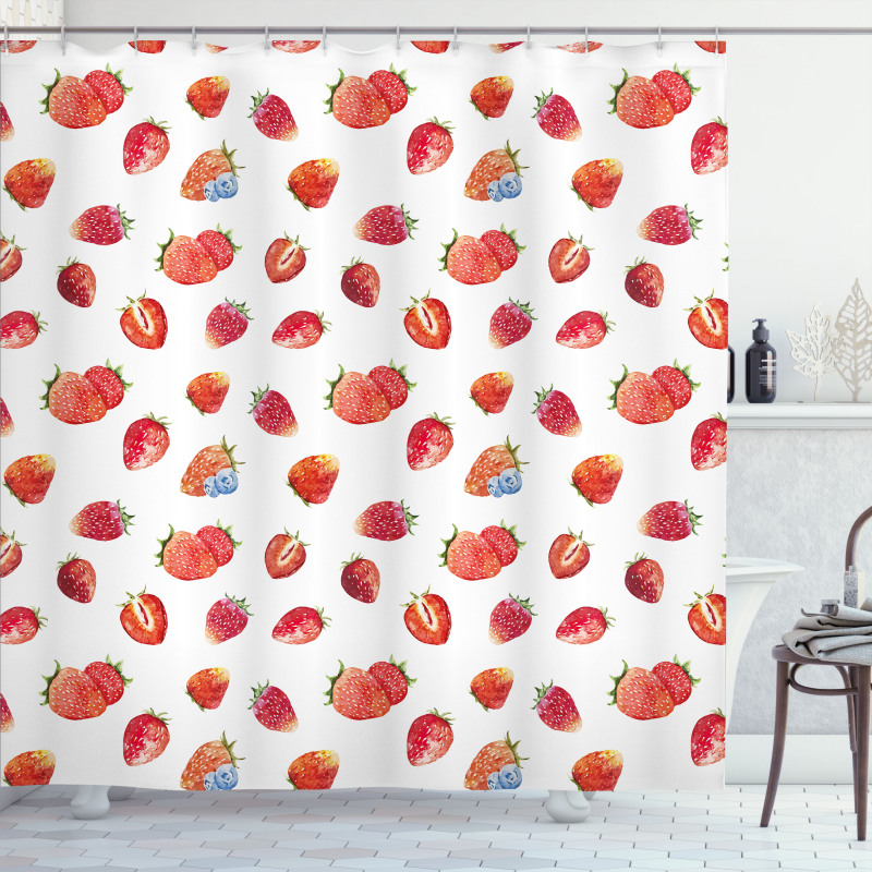 Strawberry Blueberry Shower Curtain