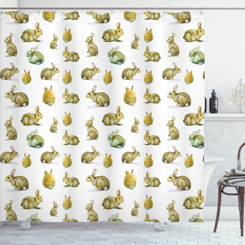 Furry Rabbits Shower Curtain