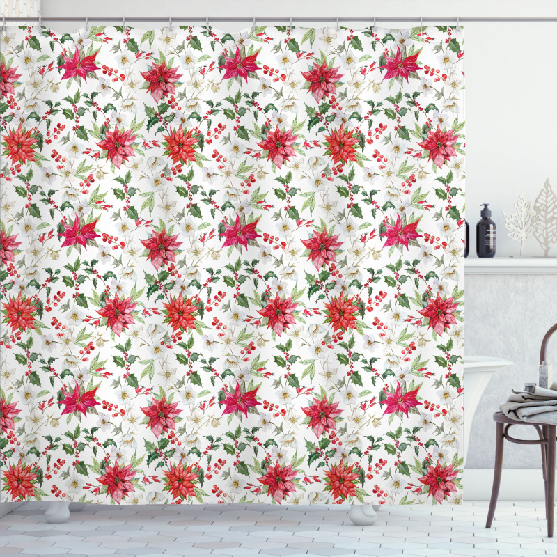 Poinsettia Rowan Shower Curtain