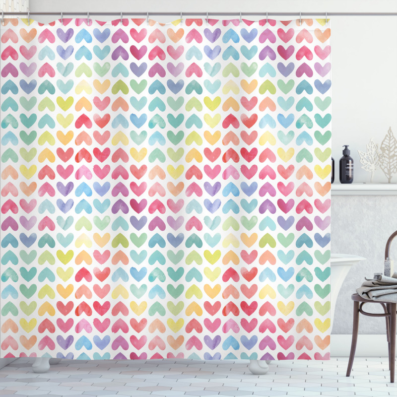 Colorful Hearts Shower Curtain