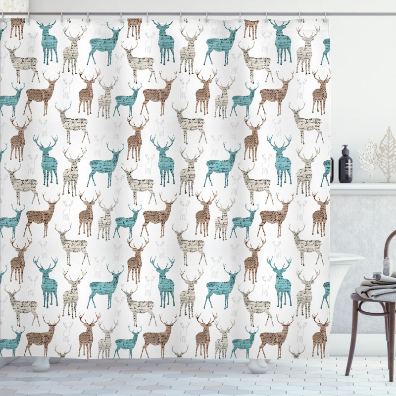 Old Text Animals Christmas Shower Curtain