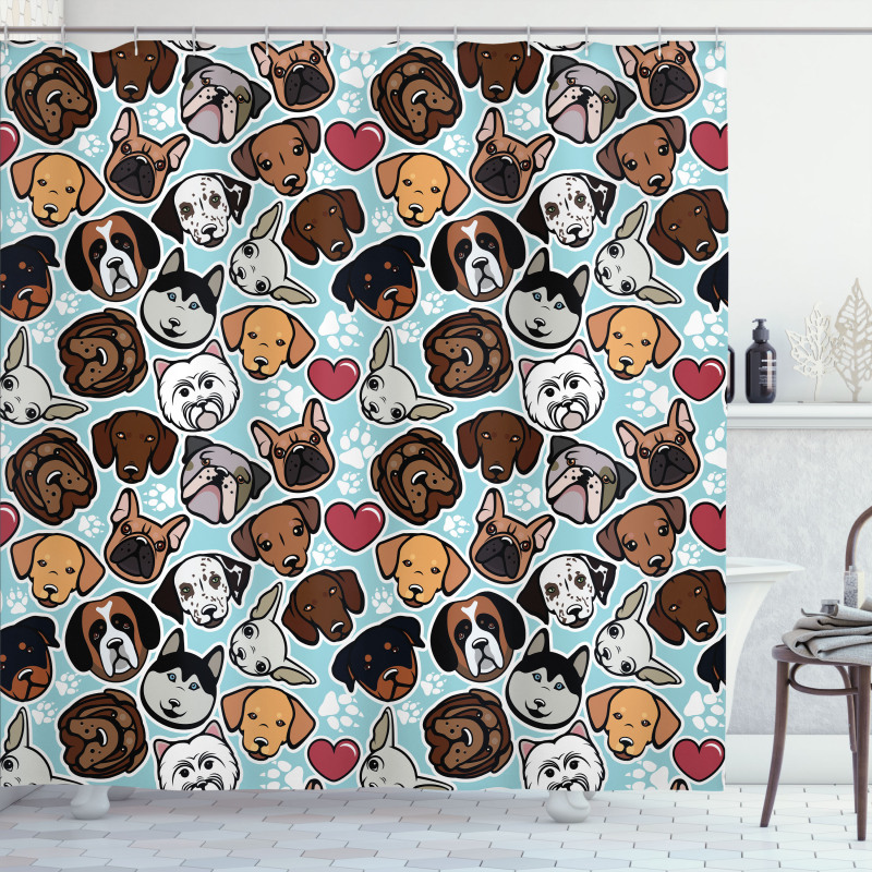 Canine Breeds Love Shower Curtain