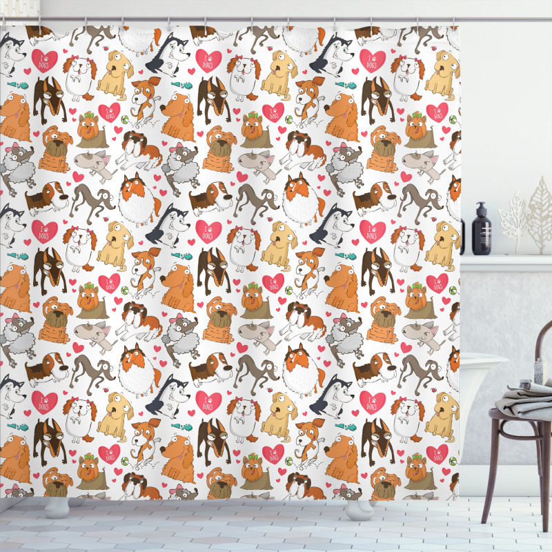 Bullterrier with Doberman Shower Curtain