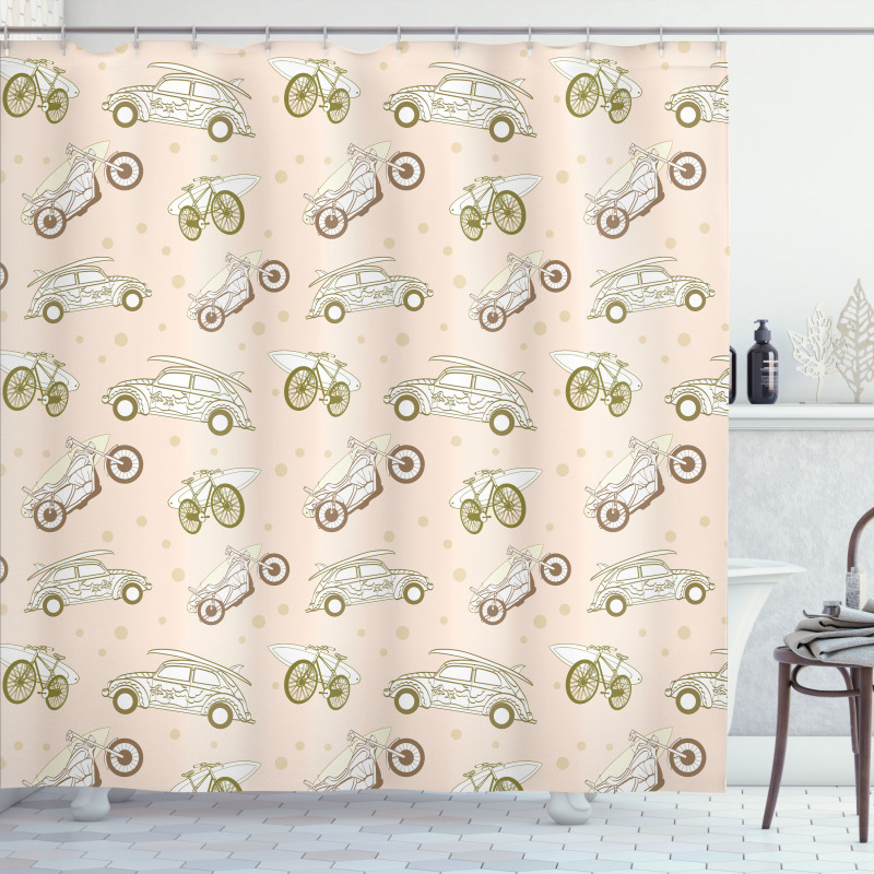 Boards on Vehicles Shower Curtain