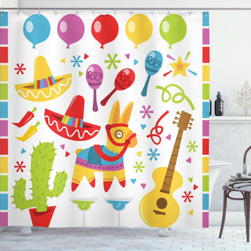 Party Pattern Cactus Shower Curtain