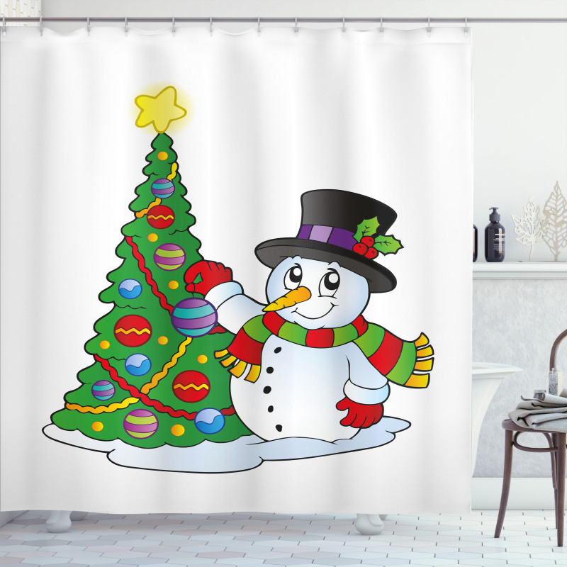 Xmas Tree Winter Shower Curtain