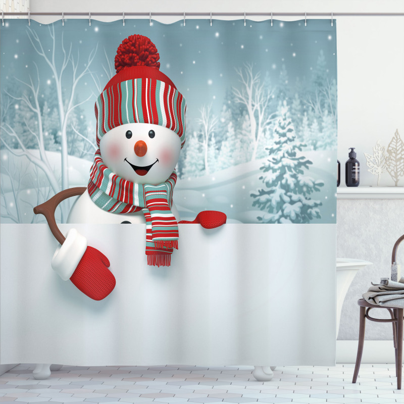 Smiling 3D Mascot Trees Shower Curtain