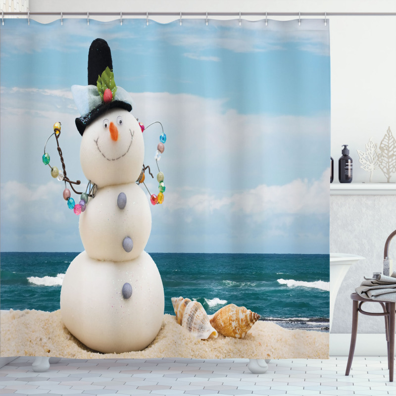 Winter Vacation Coastal Shower Curtain