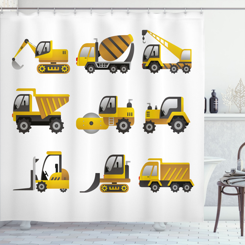 Big Vehicles Art Shower Curtain