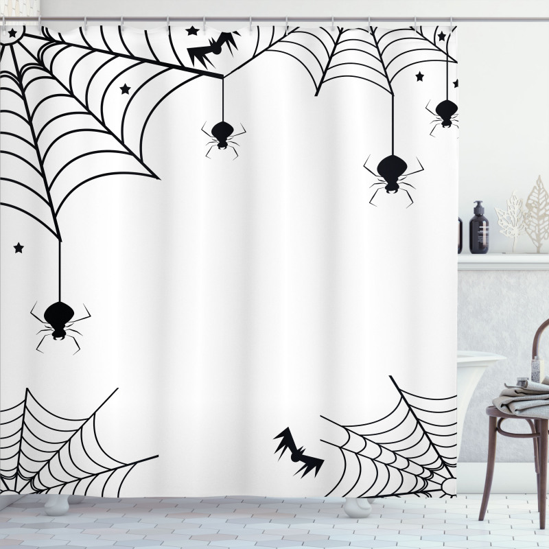 Spiders Bats Cobweb Shower Curtain