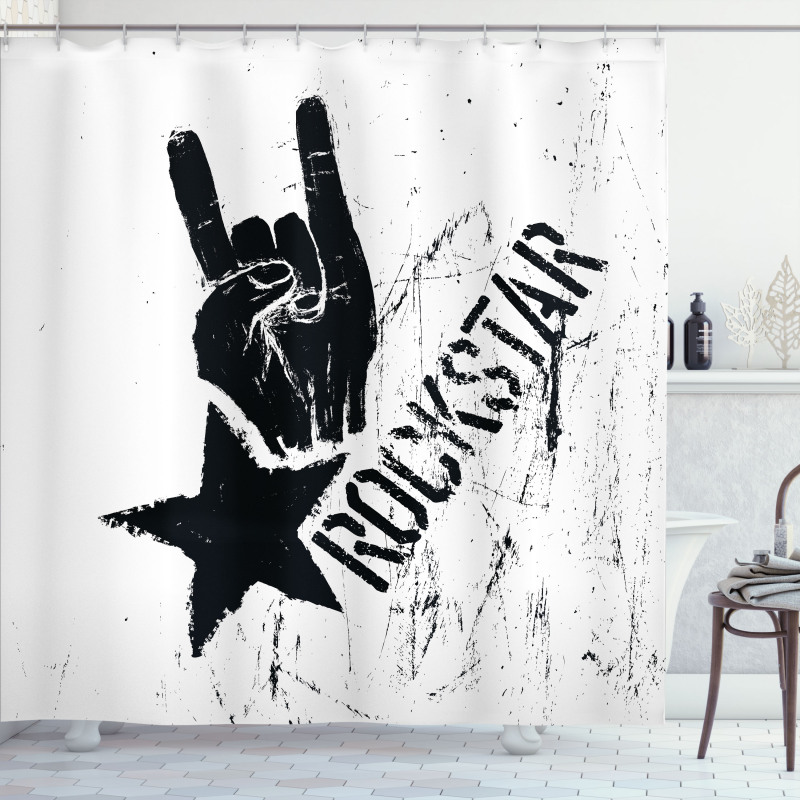 Grunge Effect Hand Star Shower Curtain