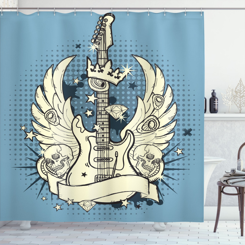 Rock 'n' Roll Retro Grunge Shower Curtain