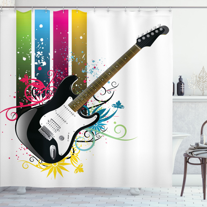 Bass Floral Colorful Shower Curtain