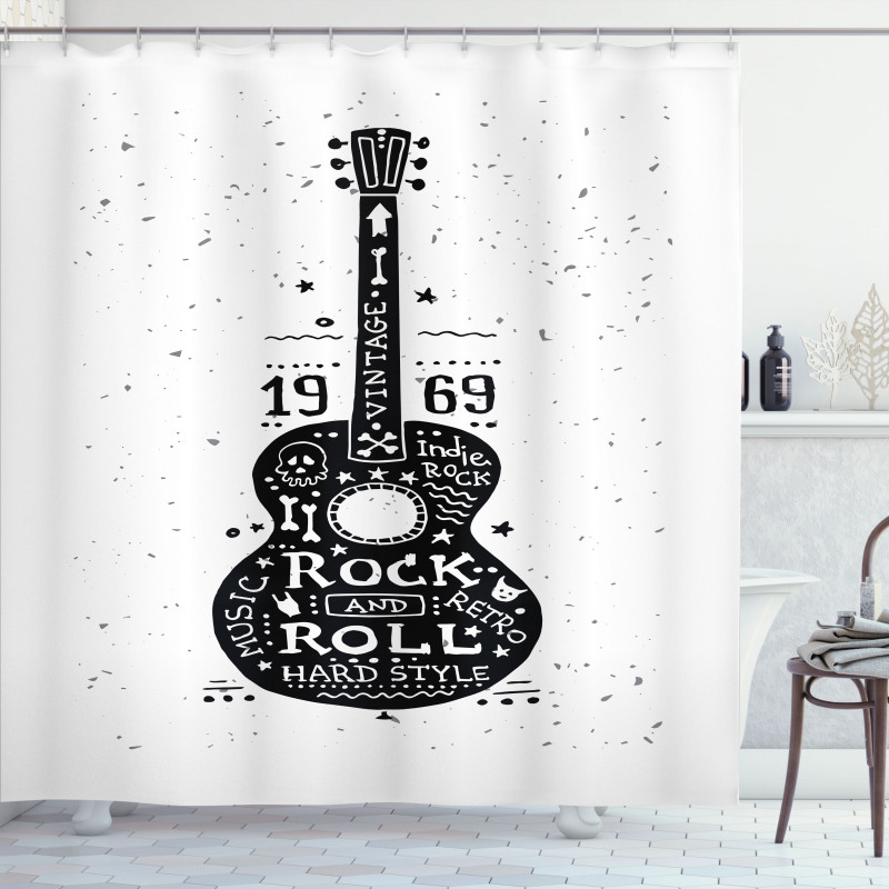 Grunge Look Rock 'n' Roll Shower Curtain