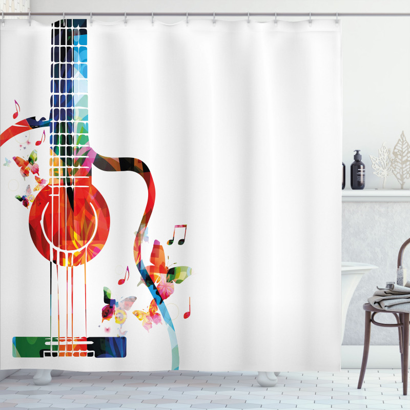Polygonal Design Music Shower Curtain