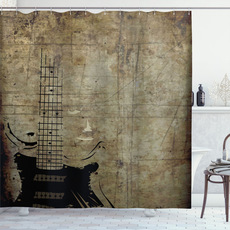 Faded Instrument Design Shower Curtain