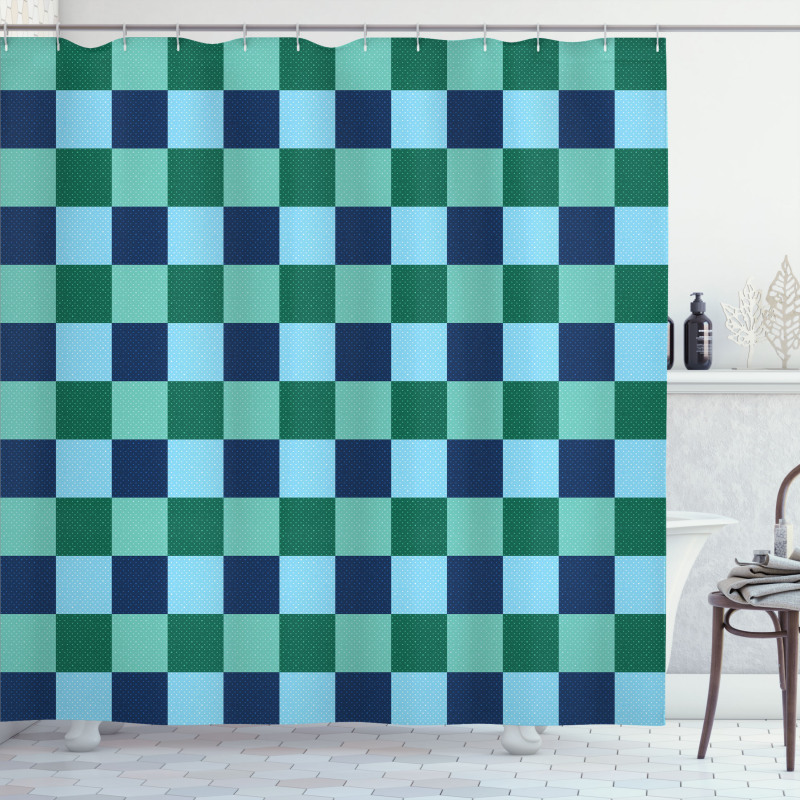 Polka Dot Squares Shower Curtain