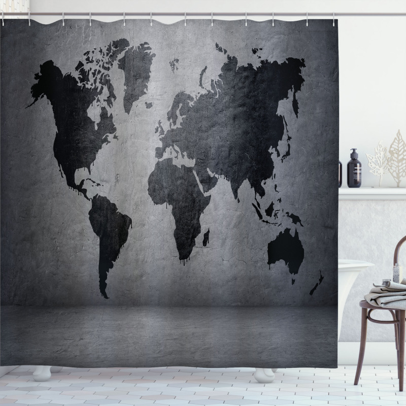 World Map on Wall Shower Curtain
