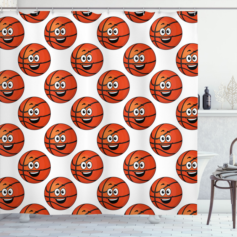 Happy Emoticon Balls Shower Curtain