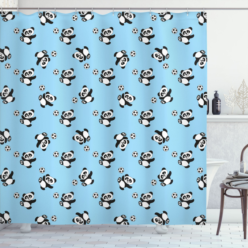 Panda Kicking Ball Shower Curtain