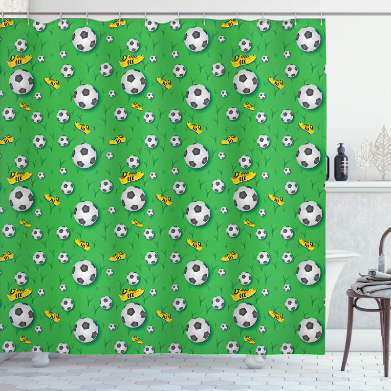 Shoes Balls on Grass Shower Curtain