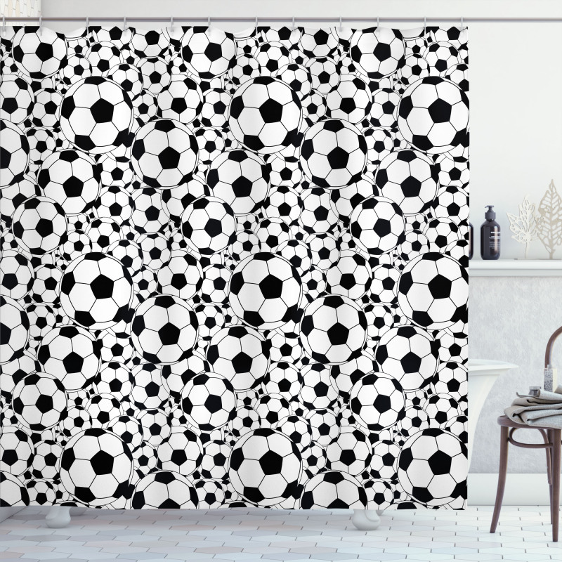 Monochrome Balls Boys Shower Curtain